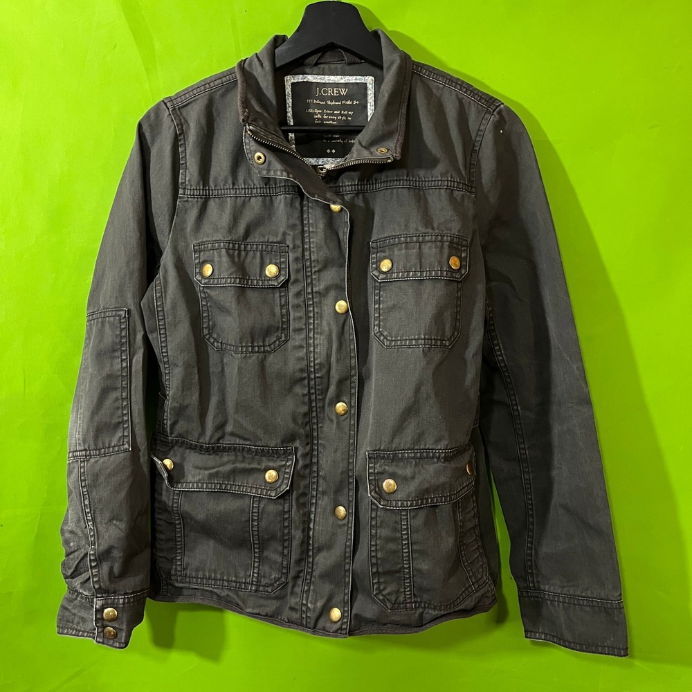 J.Crew‎ Relaxed Boyfriend Field Jacket Gray Utility Utility Coat Womens Small